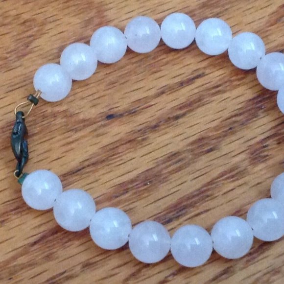 VINTAGE 90s PINK QUARTZ BEADED BRACELET 6mm HANDMADE WOMENS - Picture 3 of 8